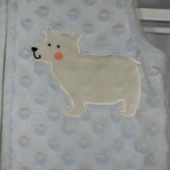 Chick Pea Sleep Sack 9-12 Months Minky Wearable Blanket Light Blue Raised Dots - Picture 3 of 6